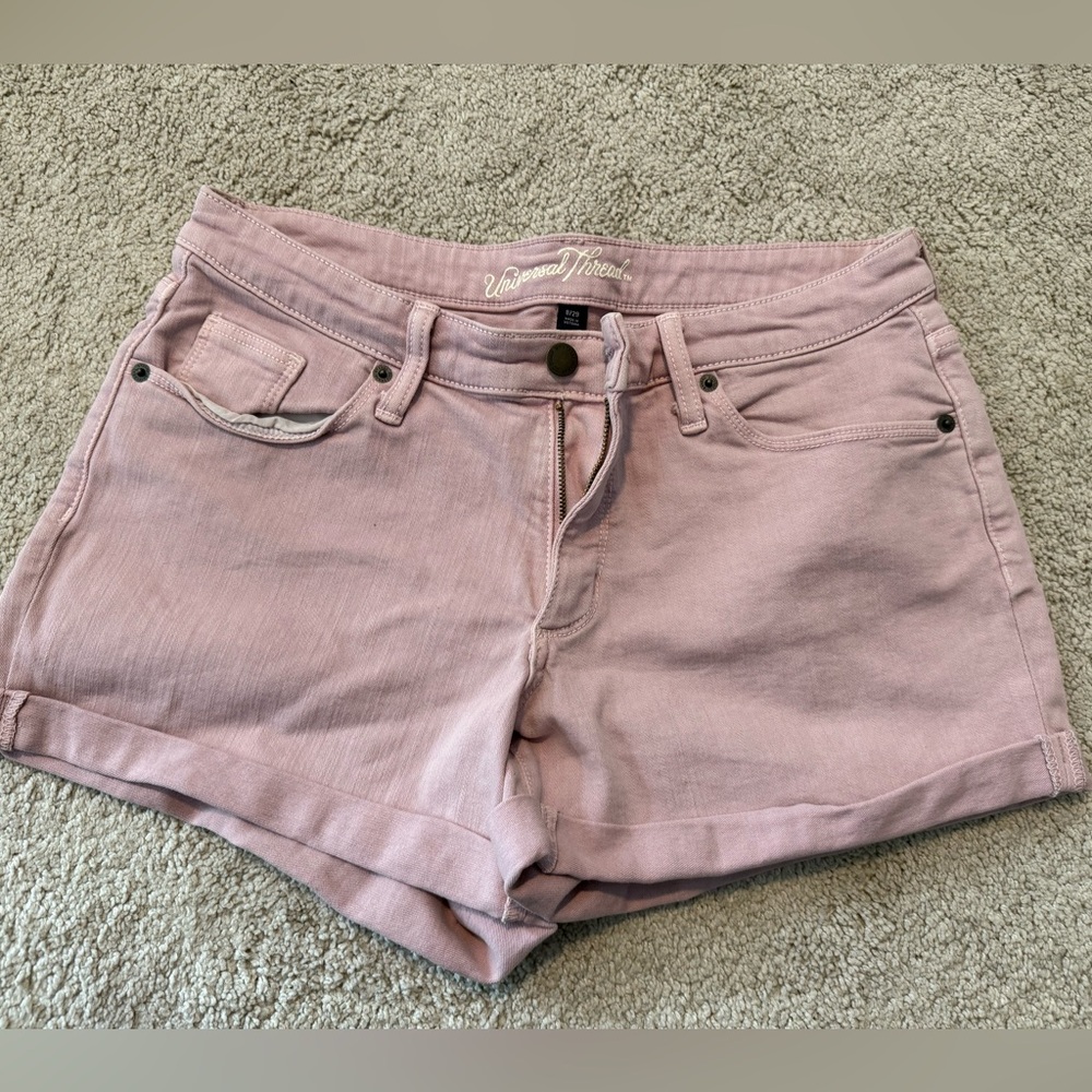 Universal Thread Pink Jean Shorts Stretch Denim Cuffed Hem